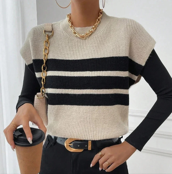 Striped Pattern Sweater Vest Without Tee - Picture 1 of 4